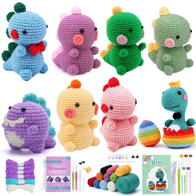 Fenrry Dinosaur Shape Doll Ornaments Hand Made Woven Crochet Diy set