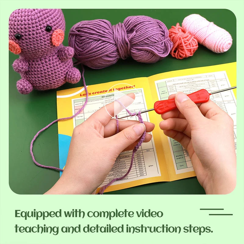 Fenrry Dinosaur Shape Doll Ornaments Hand Made Woven Crochet Diy set