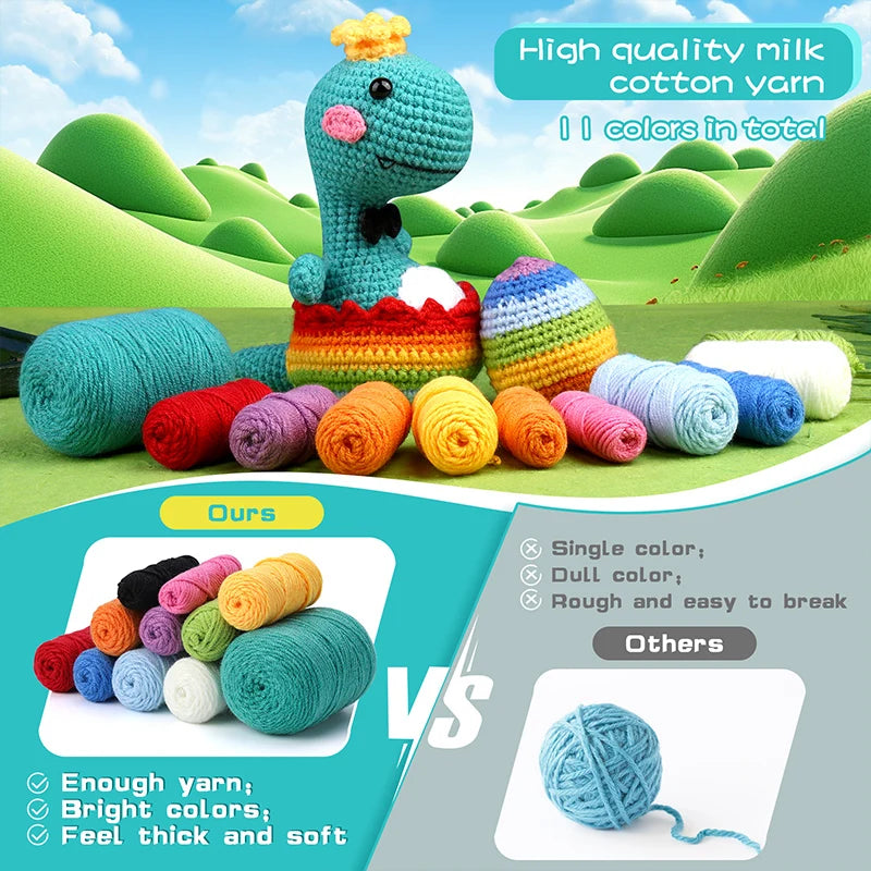 Fenrry Dinosaur Shape Doll Ornaments Hand Made Woven Crochet Diy set