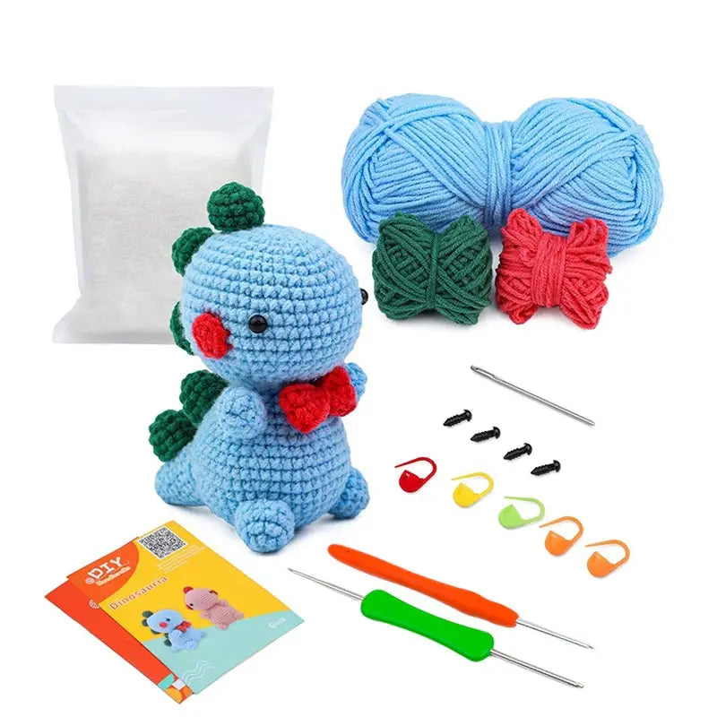 Fenrry Dinosaur Shape Doll Ornaments Hand Made Woven Crochet Diy set