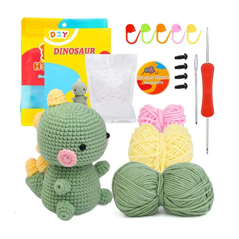 Fenrry Dinosaur Shape Doll Ornaments Hand Made Woven Crochet Diy set