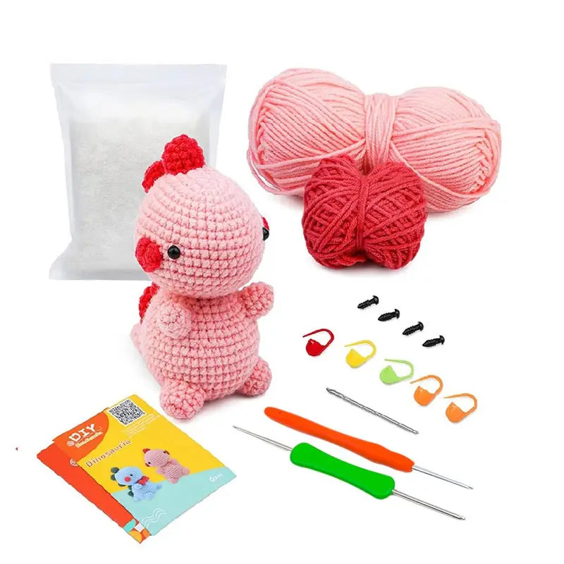 Fenrry Dinosaur Shape Doll Ornaments Hand Made Woven Crochet Diy set
